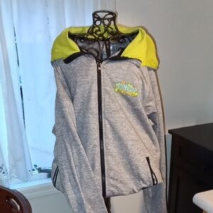 Gray and Lime Zip-Up Hoodie